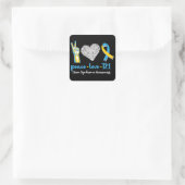 Peace Liebe T21 Down Syndrome Awareness Sped Quadratischer Aufkleber (Tasche)