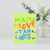 Peace Liebe Tan Lines Postkarte (Stehend Vorderseite)