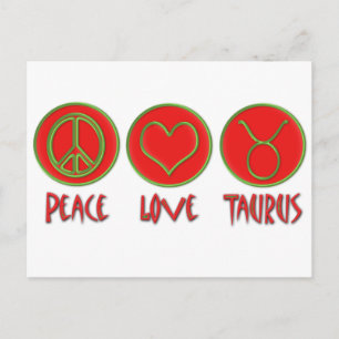 Peace Liebe Taurus Postkarte