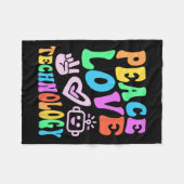 Peace Liebe Technology Retro Computerlehrer Vibes Fleecedecke (Vorderseite (Horizontal))