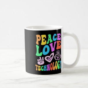Peace Liebe Technology Retro Computerlehrer Vibes Kaffeetasse