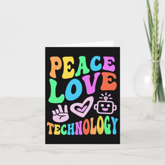 Peace Liebe Technology Retro Computerlehrer Vibes Karte (Vorderseite)