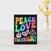 Peace Liebe Technology Retro Computerlehrer Vibes Karte (Gelbe Blume)