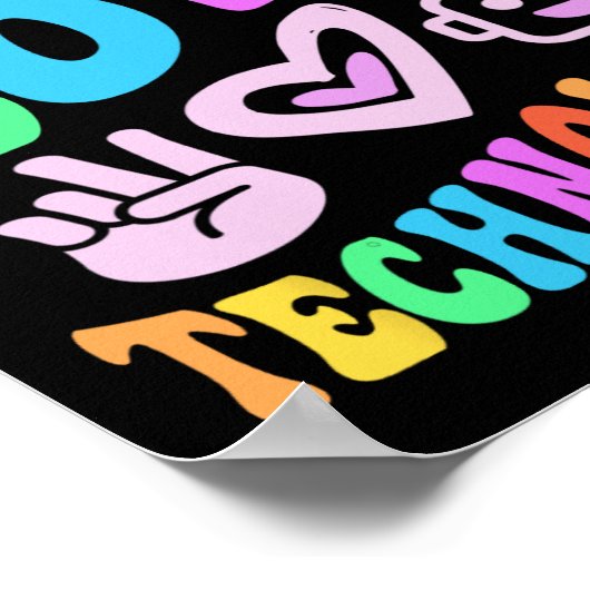 Peace Liebe Technology Retro Computerlehrer Vibes Poster (Ecke)
