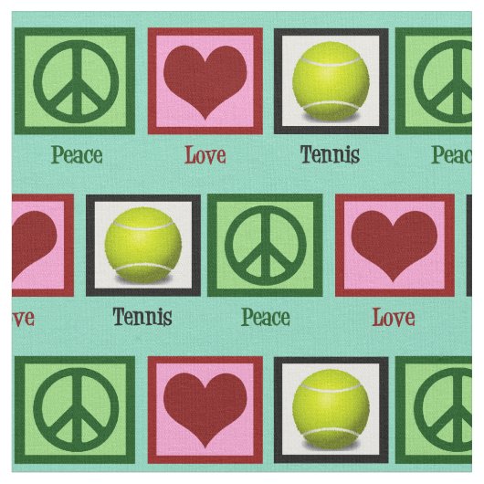 Peace Liebe Tennis Aquamarin Green Stoff (Nahaufnahme)
