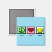 Peace Liebe Tennis Blue Magnet (Vorderseite/Rückseite)