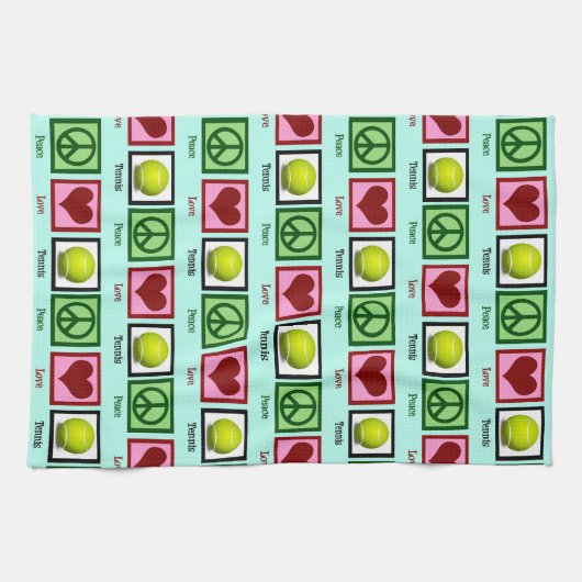 Peace Liebe Tennis Geschirrtuch (Horizontal)