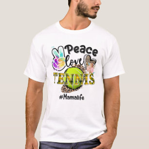 Peace Liebe Tennis Mama Life Mama Oma Leopard T-Shirt