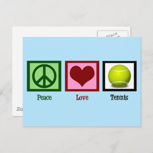 Peace Liebe Tennis Niedlich Blue Postkarte (Vorne/Hinten)