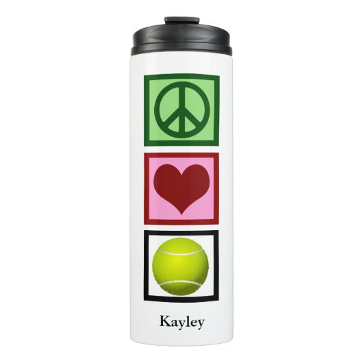 Peace Liebe Tennis Player Niedlich Personalisiert Thermosbecher (Vorderseite)