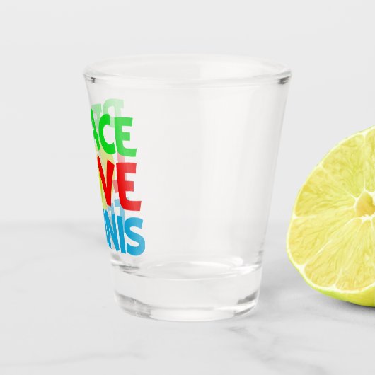 Peace Liebe Tennis Player Schnapsglas (Rechts)