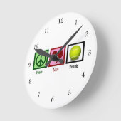 Peace Liebe Tennis Runde Wanduhr (Winkel)