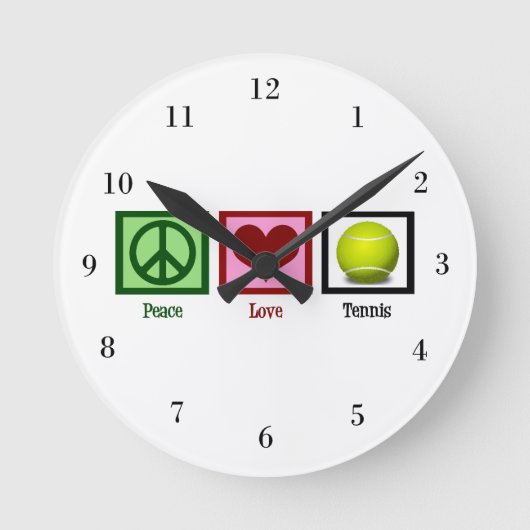 Peace Liebe Tennis Runde Wanduhr (Vorderseite)