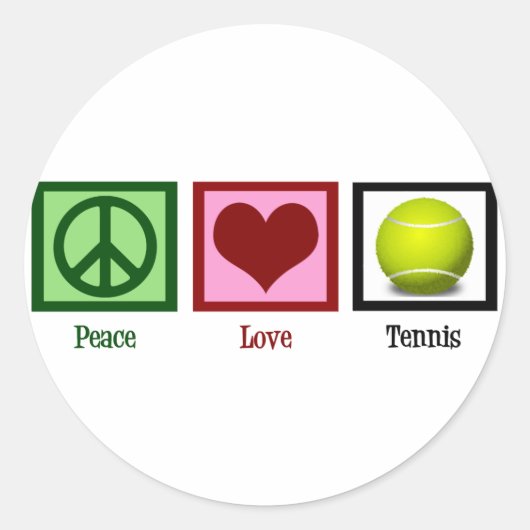 Peace Liebe Tennis Runder Aufkleber (Vorderseite)