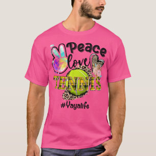 Peace Liebe Tennis Yaya Life Mama Oma Leopard T-Shirt