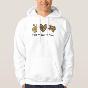 Peace Liebe Texas Leopard Flag Karte Souvenirs für Hoodie