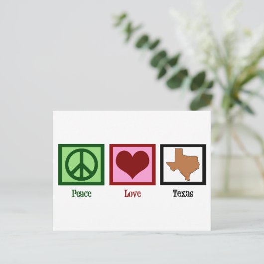 Peace Liebe Texas Postkarte (Stehend Vorderseite)