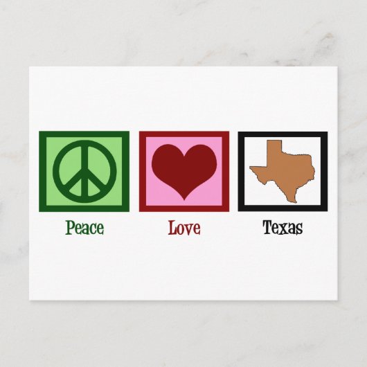 Peace Liebe Texas Postkarte (Vorderseite)