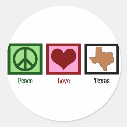 Peace Liebe Texas Runder Aufkleber (Vorderseite)