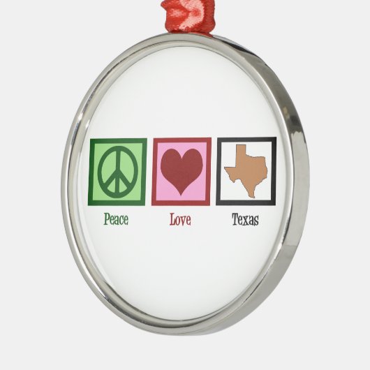Peace Liebe Texas Silbernes Ornament (Links)