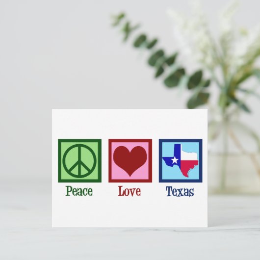 Peace Liebe Texas Staatsflagge Postkarte (Stehend Vorderseite)