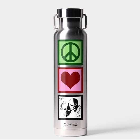 Peace Liebe Theater Drama Masken Personalisiert Trinkflasche (Vorne)