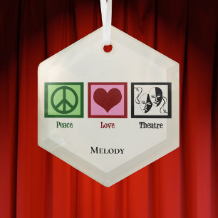 Peace Liebe Theater Personalisiert Weihnachten Ornament Aus Glas