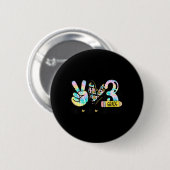 Peace Liebe Third Grade Fun Gefärbte Krawatte Stud Button (Vorne & Hinten)
