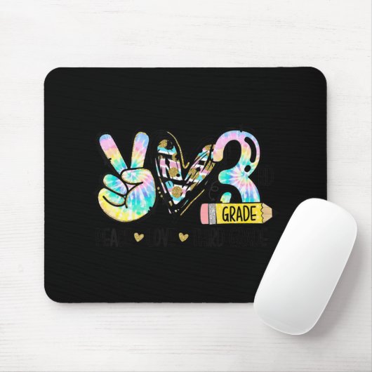 Peace Liebe Third Grade Fun Gefärbte Krawatte Stud Mousepad (Mit Mouse)