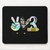Peace Liebe Third Grade Fun Gefärbte Krawatte Stud Mousepad (Vorne)
