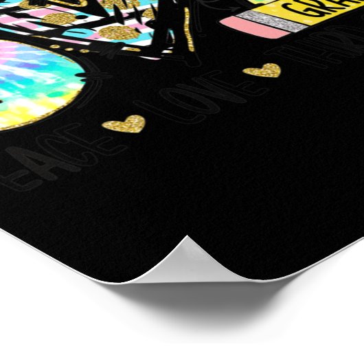 Peace Liebe Third Grade Fun Gefärbte Krawatte Stud Poster (Ecke)