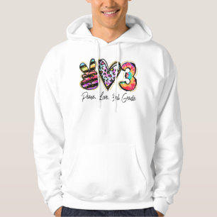 Peace Liebe Third Grade Teacher Girls Team 3. Grad Hoodie