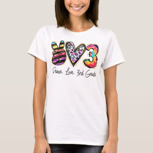 Peace Liebe Third Grade Teacher Girls Team 3. Grad T-Shirt