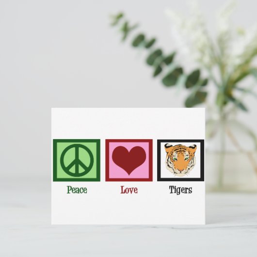 Peace Liebe Tigers Postkarte (Stehend Vorderseite)