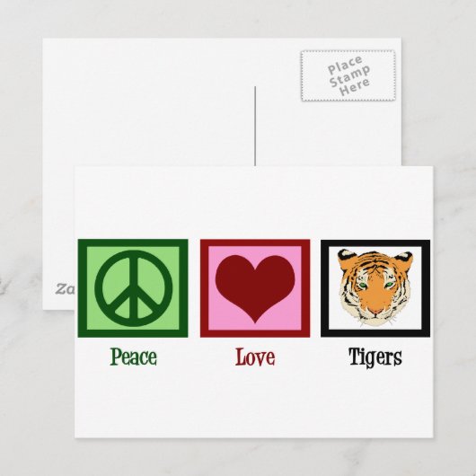 Peace Liebe Tigers Postkarte (Vorne/Hinten)