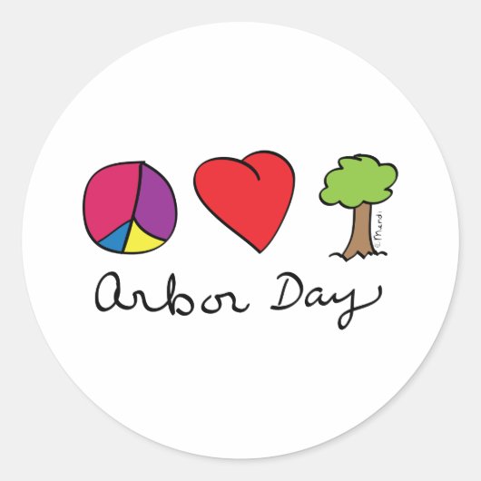 Peace Liebe & Trees - Arbor Day Runder Aufkleber (Vorderseite)