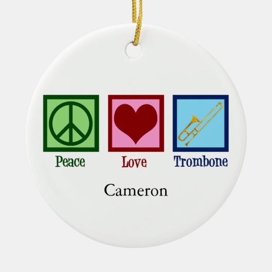 Peace Liebe Trombone Player Custom Christmas Keramik Ornament (Vorne)