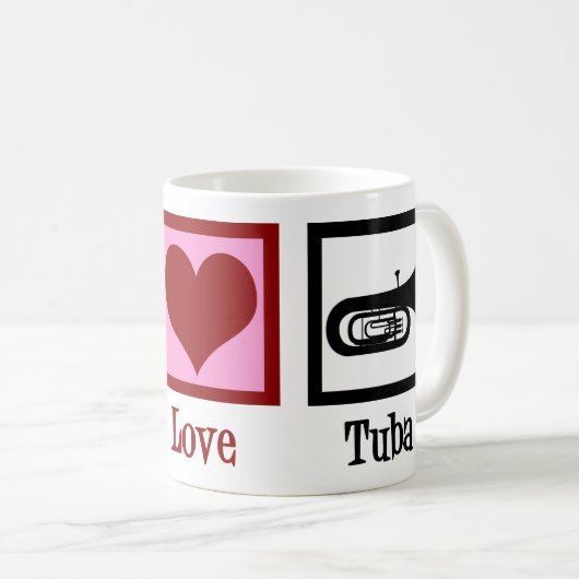 Peace Liebe Tuba Player Kaffeetasse (VorderseiteRechts)