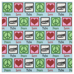 Peace Liebe Tuba Player Stoff
