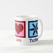 Peace Liebe Turbine Fan Kaffeetasse (VorderseiteRechts)
