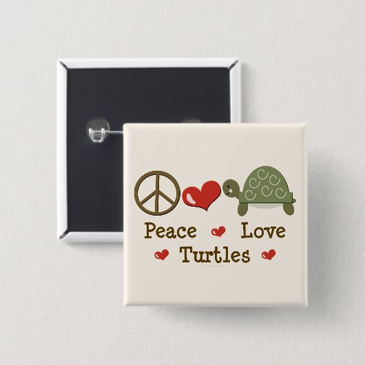 Peace Liebe Turtles Button (Vorne & Hinten)