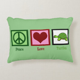 Peace Liebe Turtles Niedlich Green Zierkissen