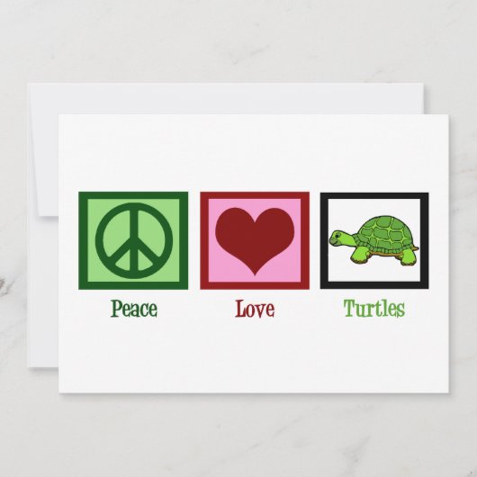 Peace Liebe Turtles Niedlich Turtle Card (Vorderseite)