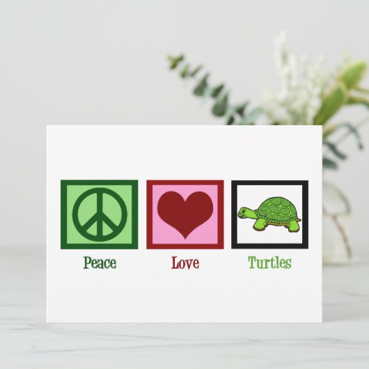 Peace Liebe Turtles Niedlich Turtle Card (Stehend Vorderseite)