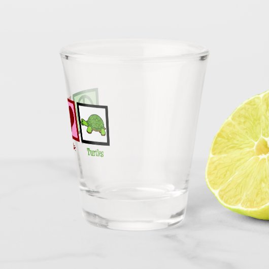 Peace Liebe Turtles Niedlich Turtle Schnapsglas (Rechts)