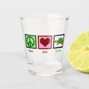 Peace Liebe Turtles Niedlich Turtle Schnapsglas