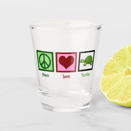Peace Liebe Turtles Niedlich Turtle Schnapsglas (Vorderseite)
