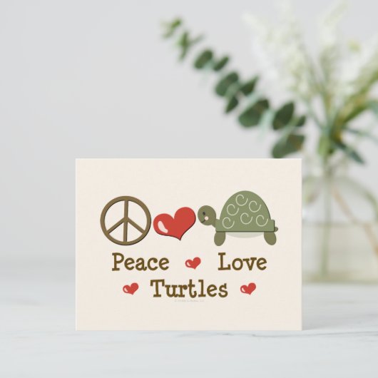 Peace Liebe Turtles Postcard Postkarte (Stehend Vorderseite)