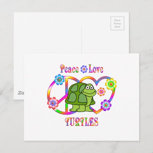 Peace Liebe Turtles Postkarte (Vorne/Hinten)