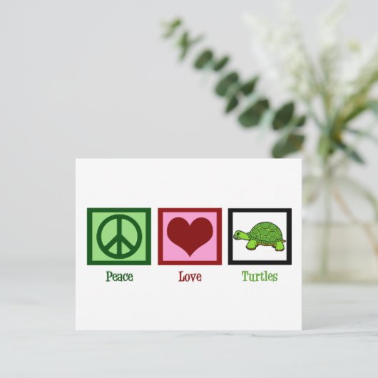 Peace Liebe Turtles Postkarte (Stehend Vorderseite)